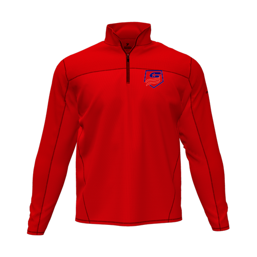 [CUS-DFW-QTRZ-PER-LSL-RED-AS-LOGO1] Quarter Zip Pullover (Adult S, Red, Logo 1)