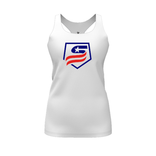 [FT0TRBWH-FYS-LOGO1] Decker Racerback Tank Top (Female Youth S, White, Logo 1)