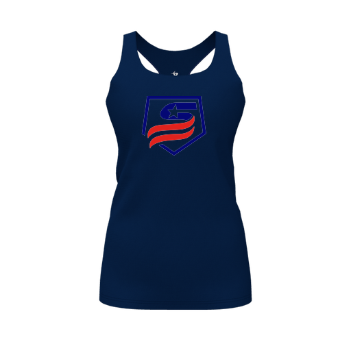 [FT0TRBNV-FYS-LOGO1] Decker Racerback Tank Top (Female Youth S, Navy, Logo 1)