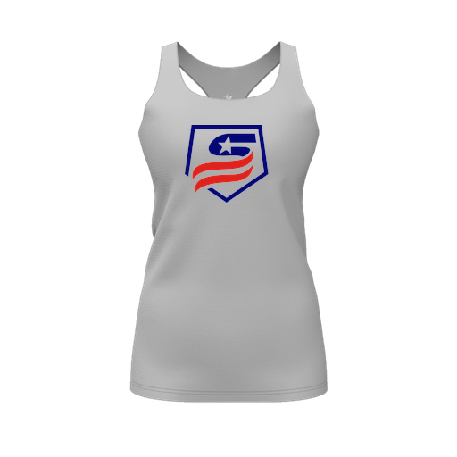 [FT0TRBGY-FYS-LOGO1] Decker Racerback Tank Top (Female Youth S, Gray, Logo 1)