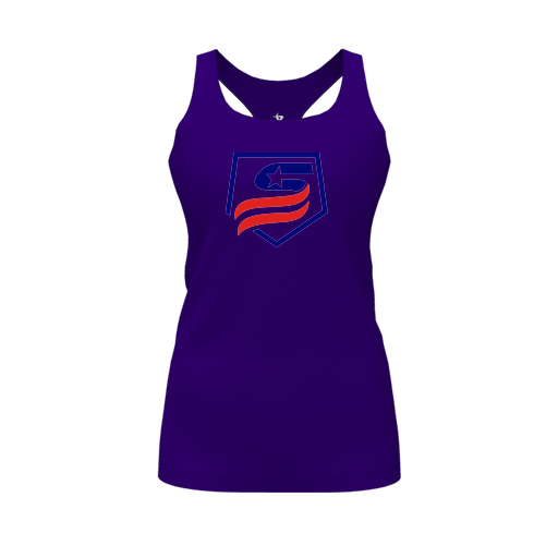 [FT0TRBPP-FYS-LOGO1] Decker Racerback Tank Top (Female Youth S, Purple, Logo 1)
