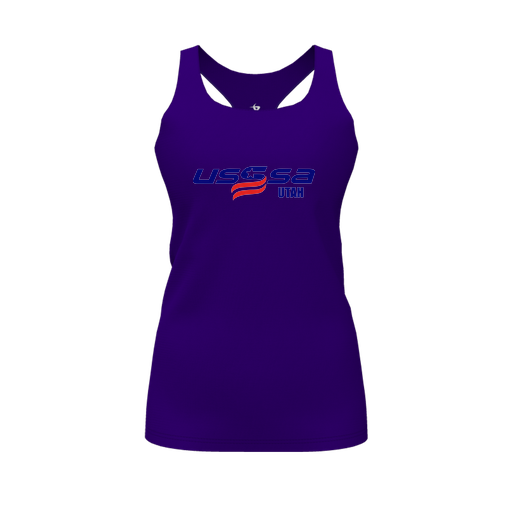[FT0TRBPP-FYS-LOGO2] Decker Racerback Tank Top (Female Youth S, Purple, Logo 2)