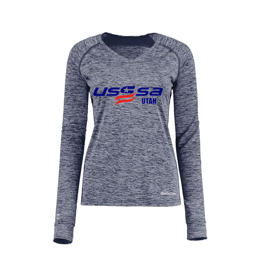 [222770.U22.XS-LOGO2] Ladies Electric Long Sleeve Shirt (Female Adult XS, Navy, Logo 2)