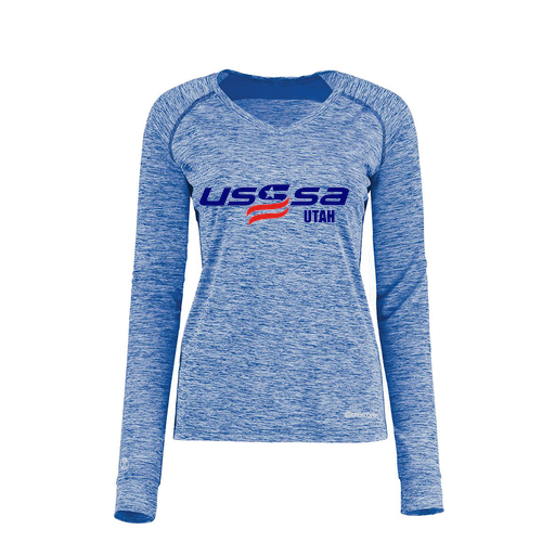 [222770.U55.XS-LOGO2] Ladies Electric Long Sleeve Shirt (Female Adult XS, Royal, Logo 2)