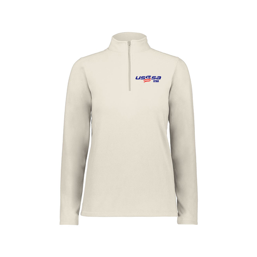 [6864.53T.XS-LOGO2] Ladies MicroFleece 1/4 Zip Pullover (Female Adult XS, White, Logo 2)