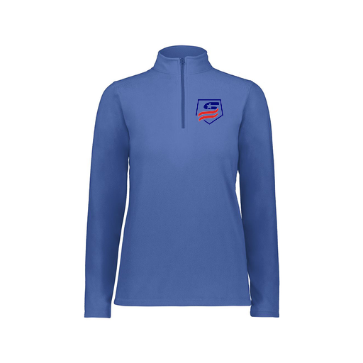 [6864.060.XS-LOGO1] Ladies MicroFleece 1/4 Zip Pullover (Female Adult XS, Royal, Logo 1)