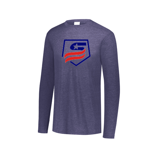 [FTLCUBNV-AXS-LOGO1] Decker Men's Tri-Blend T-Shirt - Long Sleeve (Adult XS, Navy, Logo 1)