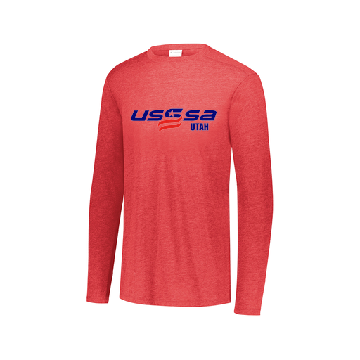 [FTLCUBRD-AXS-LOGO2] Decker Men's Tri-Blend T-Shirt - Long Sleeve (Adult XS, Red, Logo 2)