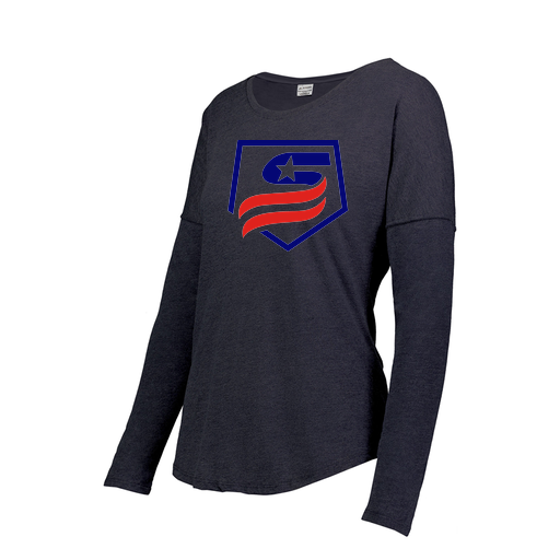 [FTLCUBNV-FAXS-LOGO1] Decker Women's Tri-Blend T-Shirt - Long Sleeve (Female Adult XS, Navy, Logo 1)